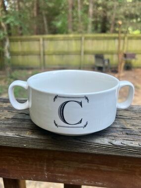 HOME ESSENTIALS C Initial Soup Ceramic Mug